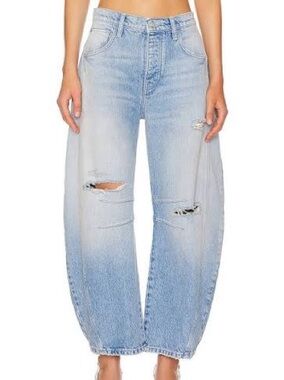 Free People We The Free Good Luck Mid-Rise Distress Barrel Jeans Size 31